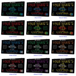 LX1074 Your Names Mug Cantina Come Early Stay Late Light Sign Dual Color 3D Engraving