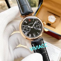 Famous Brand Automatic Mechanical Roman Numerals Watches Men Multi-function Calendar Watches Real leather Sapphire clock 40mm