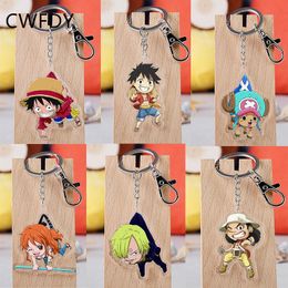 Anime Keychain Acrylic Pendant Luffy Ace Nami Sabo Boa Hancock Chopper Double Sided Key Ring For Kids Trinket Cosplay Accessory