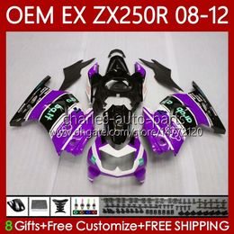 OEM Injection For KAWASAKI NINJA EX ZX 250R EX250 ZX250 R Fairing 2008-2012 81No.174 EX-250 ZX250R EX250R 2008 2009 2010 2011 2012 Purple black ZX-250R 08 09 10 11 12 Bodys