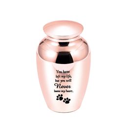 Cremation Urn Aluminium Alloy 70x45mm Jar Pendant Dog Paw Ashes Coffin Pot Engraved -You Have Left My Life But You Will Never Leave My Heart