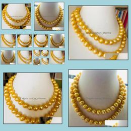 Beaded Necklaces & Pendants Jewellery 11-12Mm Golden Natural Pearl Necklace 38Inch 14K Gold Clasp Womens Gift Drop Delivery 2021 3Cgdu