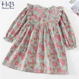 Girls Dress Children Clothing Princess Long Flying Sleeve Country Style Ruffles Flowers Baby Kids 210611