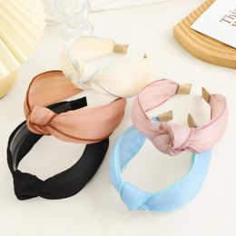 New Fashion Adult Hairband Light Fresh Color Headband Center Knot Turban Summer Solid Color Headwear Hair Accessories