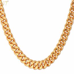 Curb Chain Necklace Hollow Miami Cuban Link Chain For Men Gift 6mm Long/Choker Wholesale Gold Colour Hip Hop Jewellery N383