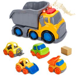 -Jouet de voiture pour les garçons en bas âge et les filles jouet de véhicules de construction avec pièces mobiles cadeaux d'anniversaire de Noël