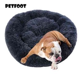 Super Soft Pet Bed Kennel Dog Round Cat Winter Warm Sleeping Bag Long Plush Large Puppy Cushion Mat Portable Cat Supplies 210915