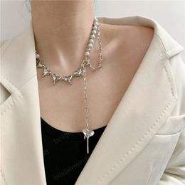 Fashion Imitated Pearl Stone Pendant Necklace For Women Summer Heart Chain Choker Necklace Bohemian Jewelry Gifts