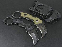 Promotion Karambit Knife D2 Black Stone Wash Blade Full Tang G10 Handle Fixed Blades Claw Knives With Kydex
