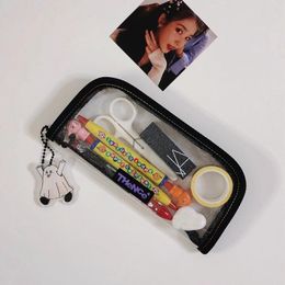 Pencil Bags Ins Retro Laser Transparency Case Cosmetic Stationery Storage Bag Large Capacity Coin Purse Creative School Supplies