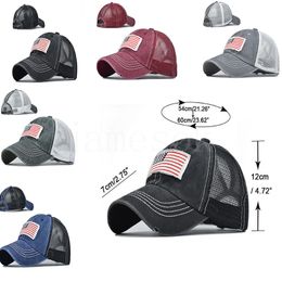 Washed Cotton Baseball Caps For Men Embroidery American flag Summer Mesh Cap Women Spring Hat Fashion Accessories DB971