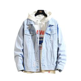 Men's Jackets 2021 Mens Denim Jacket Men Casual Bomber High Quality Man Vintage Jean Coat Streetwear Chaqueta Hombre 3XL