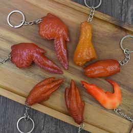 Braised Pork Key Chains PVC Simulation Food Keychain Pig's Trotters Chicken Wings Soy-braised Artificial Keys Gifts