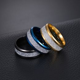 Ice Silk Foil Gold Silver Blue Black Colour Stainless Steel Ring band finger for Men women Hip Hop Jewellery Fashion will and sandy