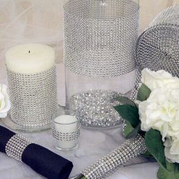 Wedding Gift DIY Decoration Craft Accessories 24 Rows Diamond Mesh Wrap Sparkle Rhinestones Crystal Ribbon 10 Yards/Roll