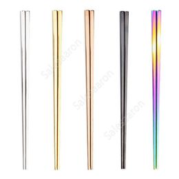 stainless steel chopsticks 5 Colours square chopsticks flatware home hotel simple style tableware, High quality Chopsticks DAS328