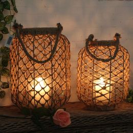 table lantern stand Australia - Candle Holders Vintage Stand Lantern Rustic Outdoor Table Retro Hanging Porta Velas Home Decoration Garden