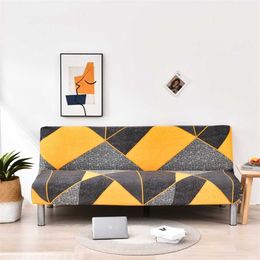 folding sofa bed cover for living room armless sofa covers elastic spandex material soft slipcovers 211102