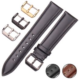 Smooth Watch Strap Band Genuine Leather 18mm - 24mm Watchbands Black Brown Men Bracelet Blet Accessories Stainless Steel Buckle