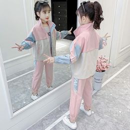 Clothing Sets Children Sport Set 2 Pcs Baby Kids School Campus Spring Autumn Outfits Colorblock Acitve Clothes Suit 2021