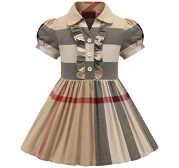 2022 New Baby Girls Dress Spring Autumn Kids Long Sleeve Plaid Dress Cotton Children Bow Skirts Clothes