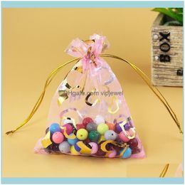 Pouches, & Display Jewelry100Pcs/Lot 13X18Cm Hearts Design Wedding Gift Bags Cute Jewellery Candy Gifts Packaging Bag Organza Pouches Drop Del