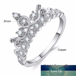 Fashion Luxury Crown Ring Statement Women Wedding Zircon Engagement Ring Trend Rose Gold Silver Color Romantic Party Gift