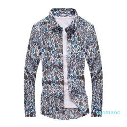 Designer-Spring Men Casual Shirts Fashion Long Sleeve Printed Button-Up Formal Business Polka Dot Floral Men Dress Shirt M-7XL