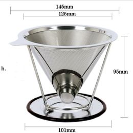 Durable 304 stainless steel coffee water filter portable coffee filter screen coffee maker parts funnel filters 95mm Height RRE13043