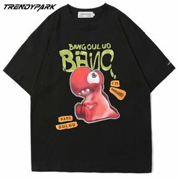 Men's T-shirt Funny 3D Dinosaur Printed Short Sleeve Hip Hop Oversize Cotton Casual Harajuku Streetwear Top Tee Tshirts 210601