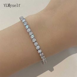 2mm-5mm Cubic Zirconia Of 7/8/9 inch Tennis Bracelet Copper Jewellery White/Gold Plated Bangle 211124