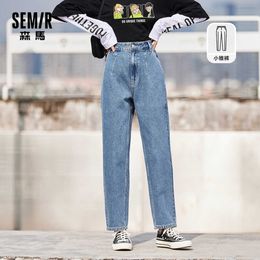 SEMIR Jeans Women 2021 Spring New Loose Tapered Pants Thin Retro Hong Kong Style High Waist Pants Trendy Ins H0908