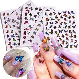 Holographic Butterfly Nail Stickers Self Adhesive Laser Nails Decals for Women Girs Colourful Butterflies Manicure Decor