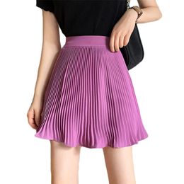 BETHQUENOY Pleated Chiffon Skirt Women Faldas Mujer Saias Mini White Black Skirts Woman Clothes Short Spodnica Jupe Femme 210708