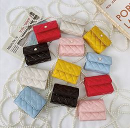 Baby handbag princess pearl rhomboid bag embroidered line children small cross lipstick bags for women