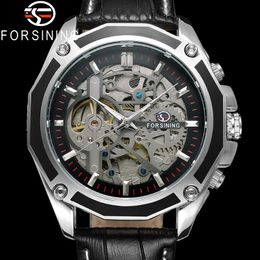 Wristwatches FORSINING Automatic Mechanical Men Wristwatch Military Sport Male Clock Top Skeleton Hollow Fashion Man Watch 8130