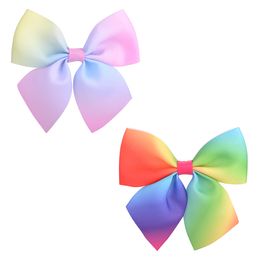 Girls Kids Bowknot Hairpins Rainbow Grosgrain Ribbon Bows With Alligator Clips Childrens Hair Accessories Baby Boutique Bubble Bow Barrette YL292