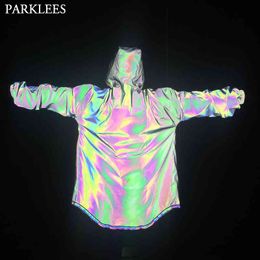 Colorful Reflective Men/Women Jacket Shiny Rainbow Hoodie Men Cool Party Mens Jackets and Coats Sport Casual Hip Hop Men Outwear 210524