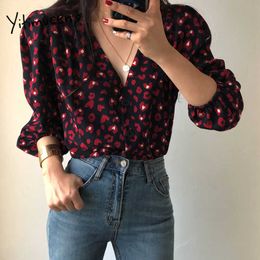 Yitimuceng Vintage Shirt Women Oversize Office Lady Tops Korean Fashion Straight Blouse Black Long Sleeve V-Neck Summer 210601