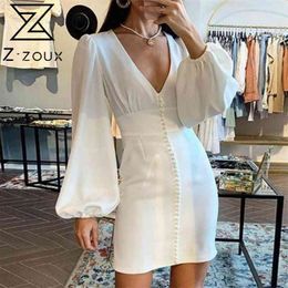 Women Dress V-neck Lantern Sleeve Sexy Dresses Plus Size Long White Summer Clothes 210513