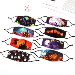 2021 Individual Pack Adult Cotton Mask Halloween Black Printing PM 2.5 Anti-dust Breathable Washable Men Women Masks Customised Facemask