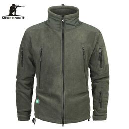 Mege Brand Clothing Coat Men Thicken Warm Military Army Fleece Jacket Patchwork Multi Pockets Polartec Men's and Coats 211008