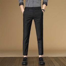 TFETTERS Brand Mens Four Seasons Casual Pants Men Seven Colours Polyester Business Mid Straight Ankle-Length Pants Trousers 211112