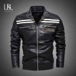 LBL Mens Moto Jackets Autumn Casual PU Jacket Streetwear Biker Leather Coats Brand Clothing Male Windbreaker Overcoats 211009