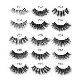 3D Faux Mink False Eyelashes with Brush Natural Long Wispies Fluffy lashes Reusable Makeup Tools Cruelty-free