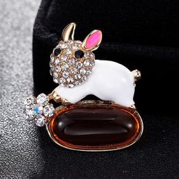 Pins, Brooches Cute Cartoon Animal Brooch Pins For Girl Friend Couple Jewelry Fashion Rhinestone Crystal Hijab Red Resin Broches