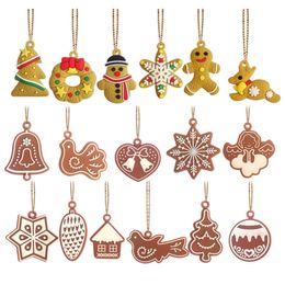 Mix Christmas Hanging Charms Xmas Tree Ornament PVC Gingerbread Snowflake Snowman Pendants DIY Jewellery Findings Wholesale