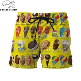 PLstar Cosmos Brand clothing summer Harajuku Men Casual Shorts Food Ice cream / macaron 3D Print Unisex Cool 210716