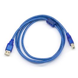 Skriv en man som är typ B manlig höghastighets transparent blå USB 2.0 skrivarkabel för skrivare 1,5m 3M 5m 10m