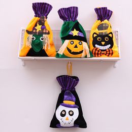 Party Supplies Halloween Decoration Drawstring Trick or Treat Candy Bags for Kids Witch Skull Pumpkin Cat Snack Pouch PHJK2107
